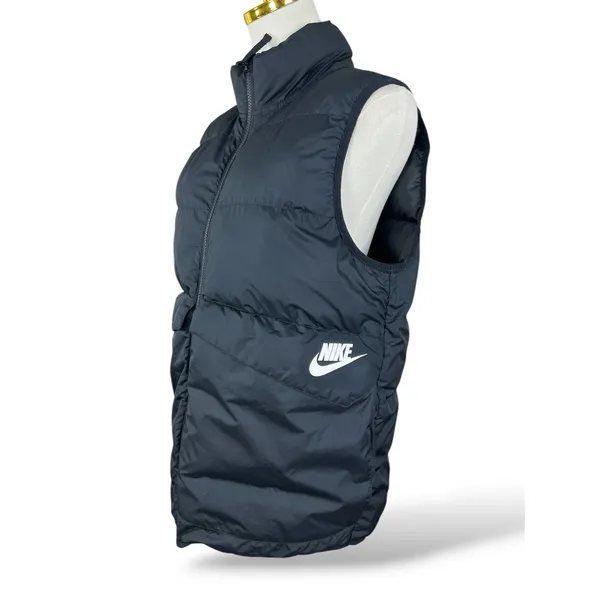 Nike Puffer Vest Womens XL Black Full Zip Quilted Insulated Sleeveless Jacket - Image 2