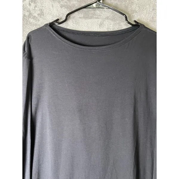 Lululemon Back In Action Long‎ Sleeve Dress Black Relaxed Pima Cotton Size 8 - Image 2