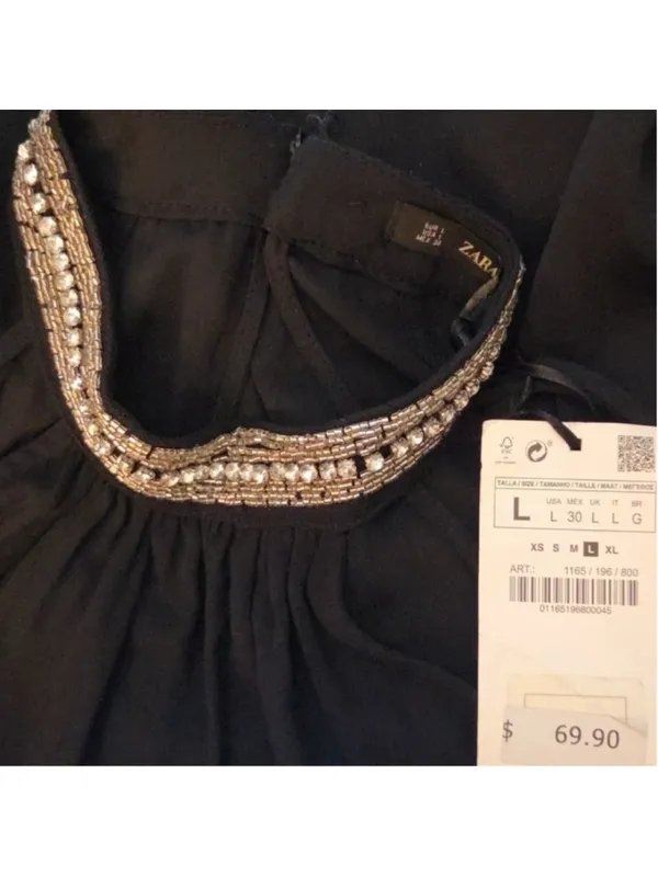 Zara Black Halter Neck Jumpsuit with Silver Embellishment Size L NWT - Image 8