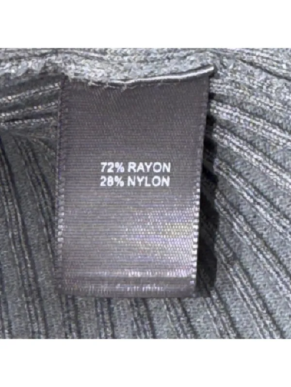 Gray Ribbed Mock Neck Sweater XS Button Cuff - Image 5