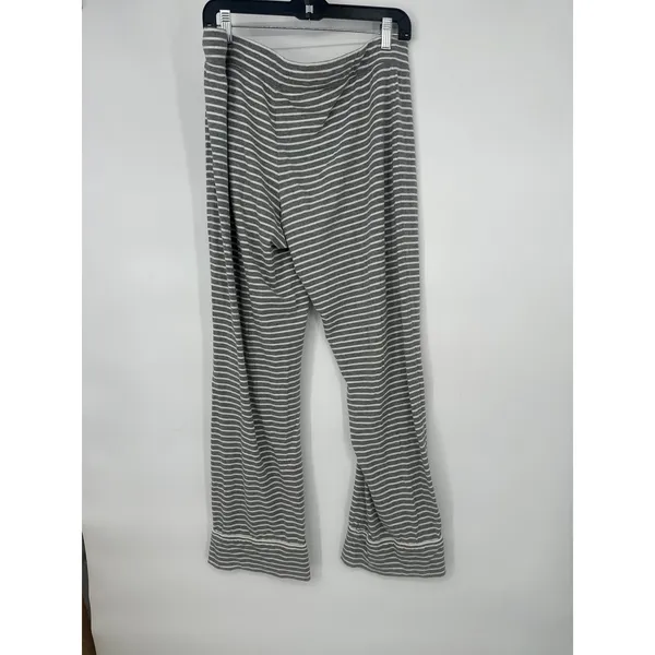 J.Crew Pajama Set Women L Gray Striped Long Sleeve Button Up Pants Loungewear - Image 5