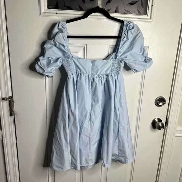 Amanda Uprichard Ariana dress blue babydoll coquette puff‎ sleeves small cottage - Image 7