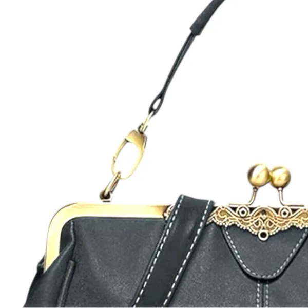 Elegant Black faux leather kiss lock Handbag! New - Image 4