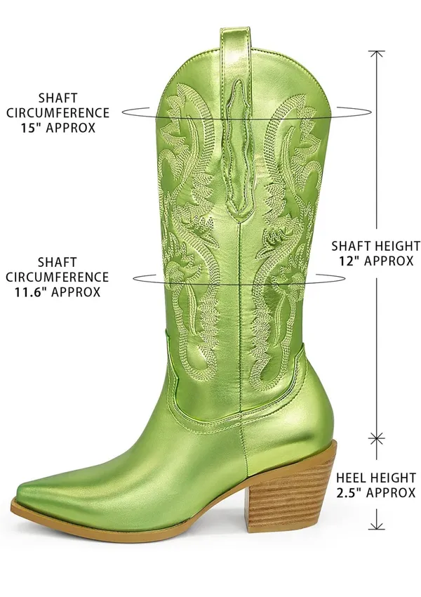 Lime Green Metallic Cowgirl boots - Image 3