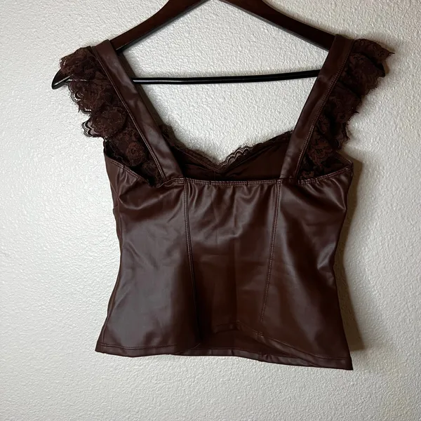 Popilush Lace Trim Sculpting Camisole Top in brown WOMENS SMALL - Image 5