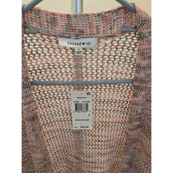 NWT Hooked Up Size XS Women's Rainbow Long Sleeve Duster Cardigan Sweater - Image 2