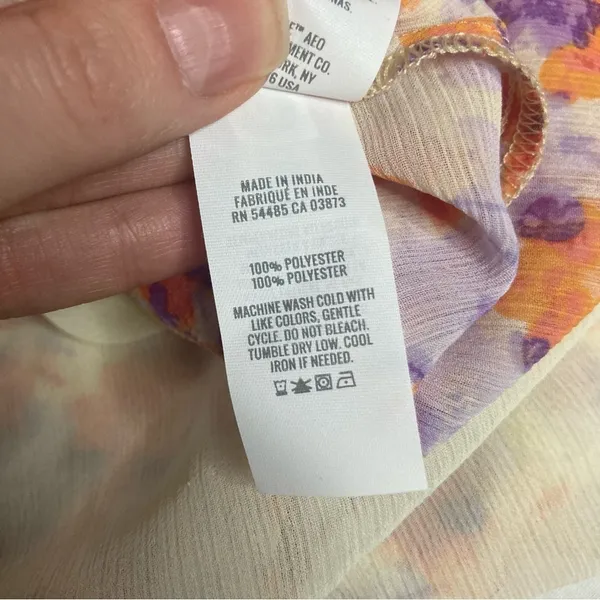 Aerie Micro Mini Chiffon Floral Wrap Skirt with Ruffle Hem Size Medium Orange - Image 6