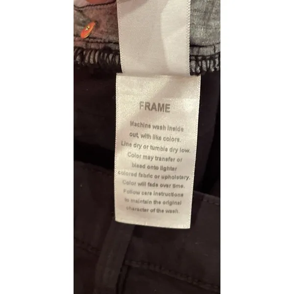 FRAME Womens 26 Le Skinny de‎ Jeanne Jeans Black Distressed Ripped Film Noir - Image 5