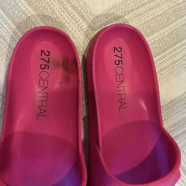 275 Central Women’s Hot Pink Fuchsia Rubber Stud Detail Slides - Size 38 - Image 2