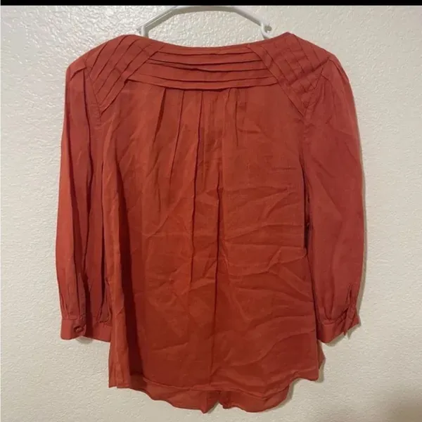 Maeve | Anthropologie Boho Nicoleta‎ Orange Ruffled Peasant Blouse size 4 - Image 6