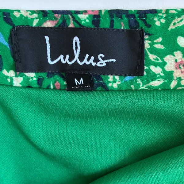Lulus Green Floral Wrap Skirt Ruffle‎ High-Low Midi DE287B Womens Medium - Image 5