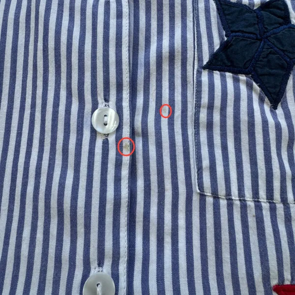 BFA Classics Blue White Striped Shirt Womens Med Petite Star Patriotic‎ Vintage - Image 5