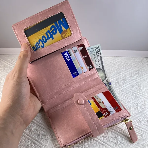Wallet for Women,Trifold Snap Closure Wallet,Credit Card Holder Coin Purse - Image 5
