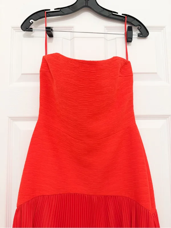 Alexis Sunniva Dress Strapless Formal Gown Pleated red sz 4 - Image 8