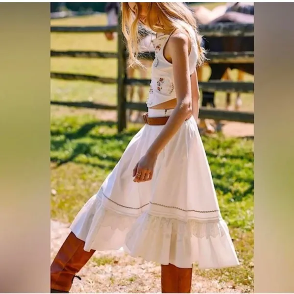 NWT Free People Maeberrie Embroidered Crop Top + Skirt Set - Image 3