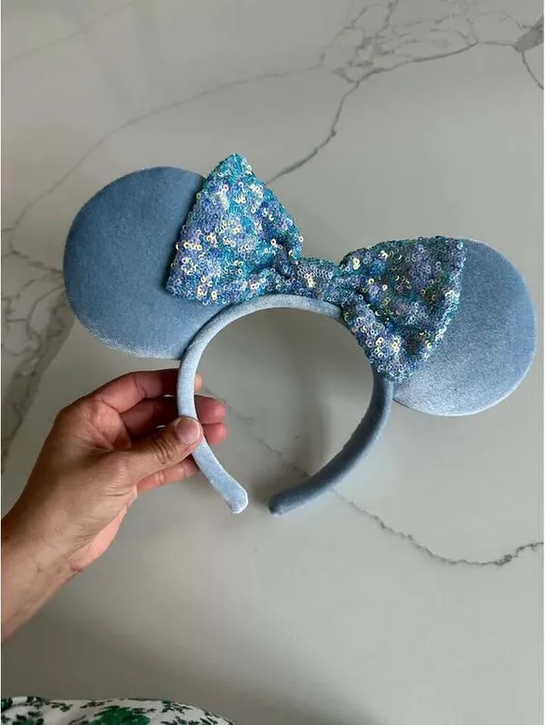 Disney Minnie Mouse Ear Headband with Sequined Bow - Cornflower Blue - Image 2