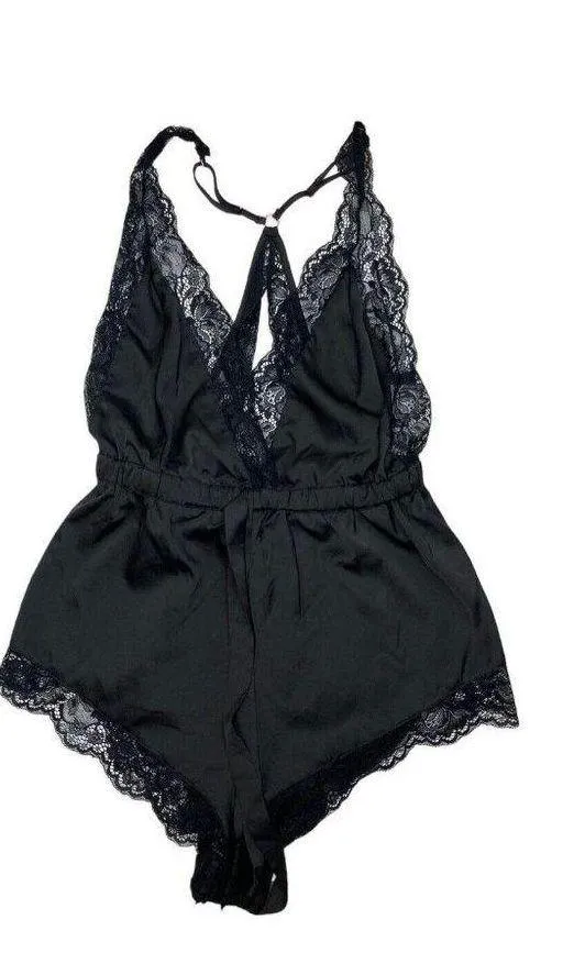 New Fox Royal Slinky Romper Black Womens Size XXS (12) Sexy Lace Strap Sleepwear - Image 4