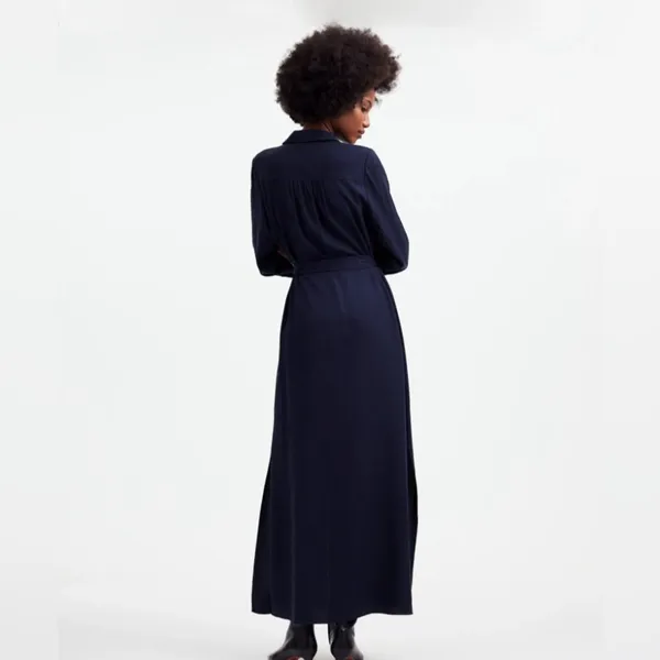 Madewell Womens Navy Blue Utility Tie-Waist Maxi Shirtdress - Image 2