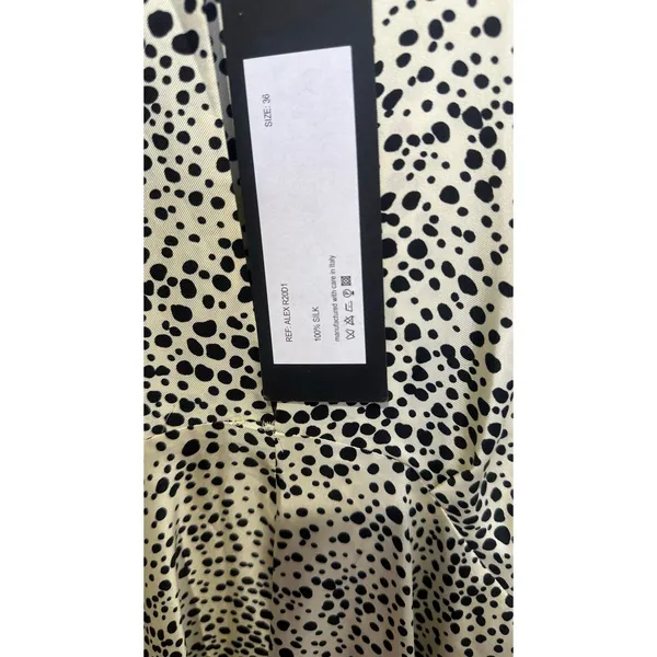 PETAR PETROV Neutral Light Green 100% Silk Black Spots Alex Silk Dress size XS - Image 16