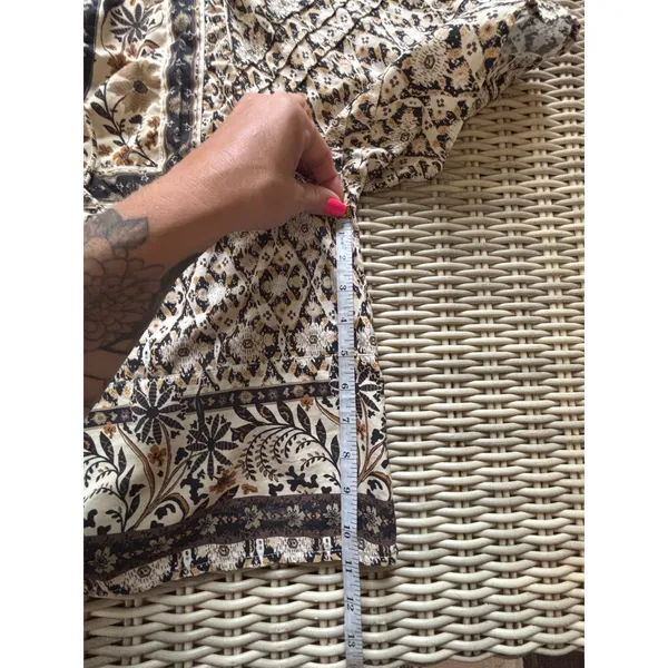 Anthropologie Pleated Puff Sleeve Blouse Small Boho cottage core croquette - Image 9