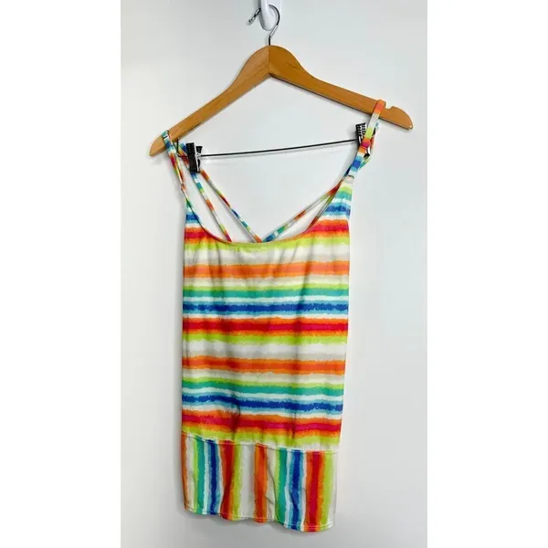 Kim Rogers Rainbow Stripe‎ Tankini Swim Top Multicolor Size Large Adjustable - Image 4