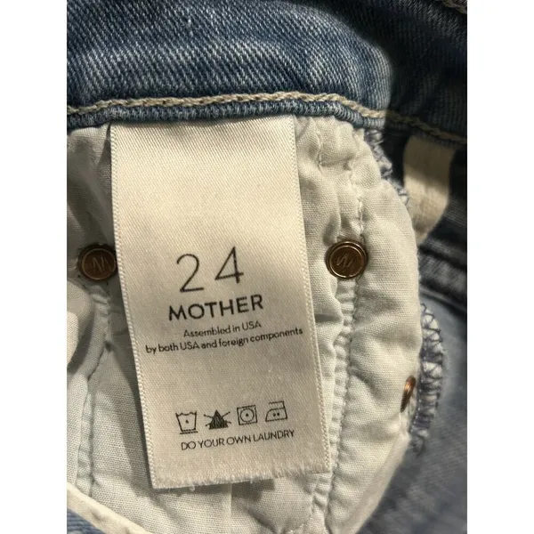 Mother Insider Crop Two Step Fray Jeans When Sparks Fly Blue Size 24 - Image 5