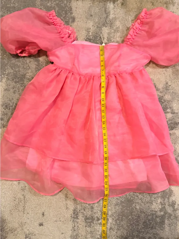 Chelsea & Violet Pink Puff Sleeve Tiered Dress - Image 5