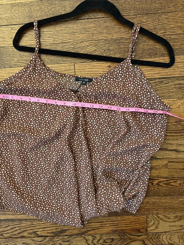 PAPERMOON Conway Brown Polka Dot Printed Tie-Hem Cami Tank Top Size XL - Image 8
