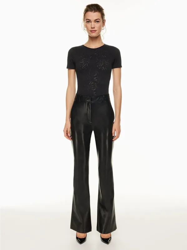 Babaton Aritzia Black Short Sleeve Crew Neck Shape Lace Bodysuit Like New XS - Image 7