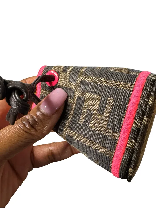 Fendi Zucca Monogram Nano Mon Tresor Bucket Bag Charm Neon Pink - Image 3