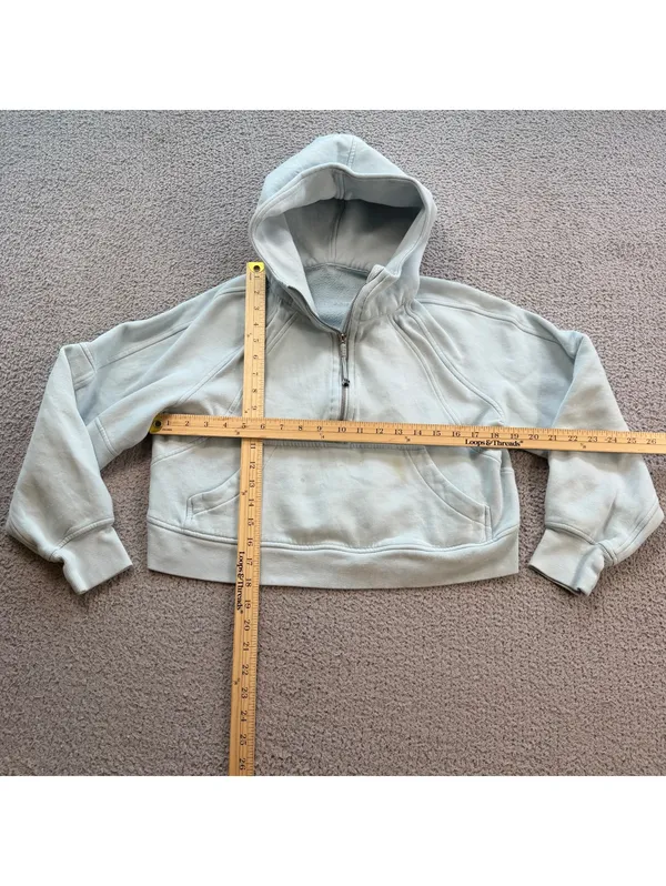 Lululemon Scuba Half Zip Hoodie XS/S Light Blue Cropped - Image 3