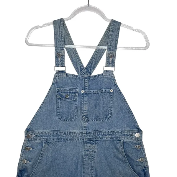 1990s Gap Denim Shortalls Overalls Light Wash Blue Made In Hong Kong Cotton M - Image 2