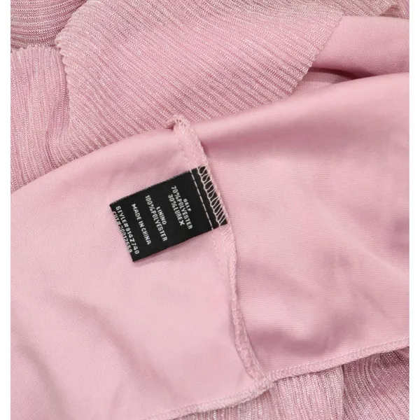 NWT B. Darlin Metallic V-Neck Belted Ruffled Tiered Sheer Sleeved Dress Pink 5/6 - Image 8