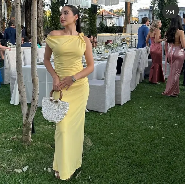 Zara maxi fitted bodycon dress butter yellow casual wedding party evening - Image 7