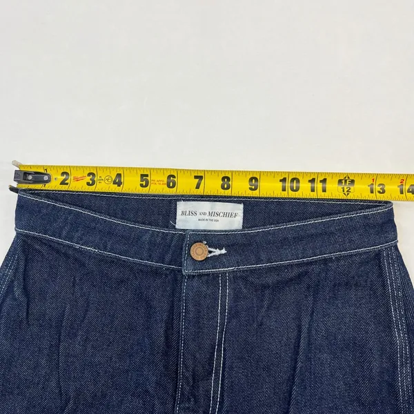 Bliss and Mischief Jeans Womens Size 2 Blue Contrast Stitch Wide Leg Workwear - Image 6