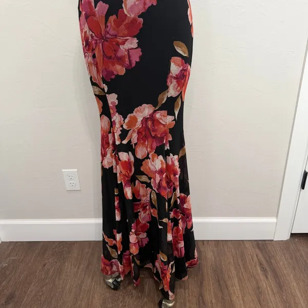 Windsor S Maxi Dress Malia Halter Floral Mesh Mermaid Ruched Formal Event Guest - Image 5
