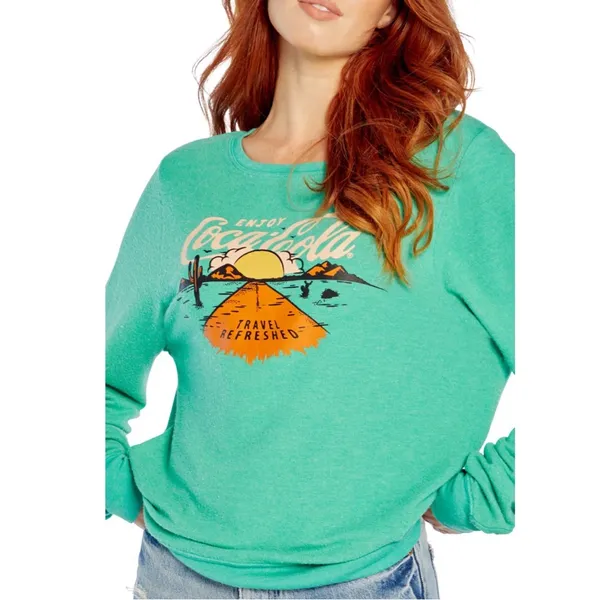 NWT WILDFOX Travel Refreshed Graphic Sweatshirt In Hollywood Green - Image 7