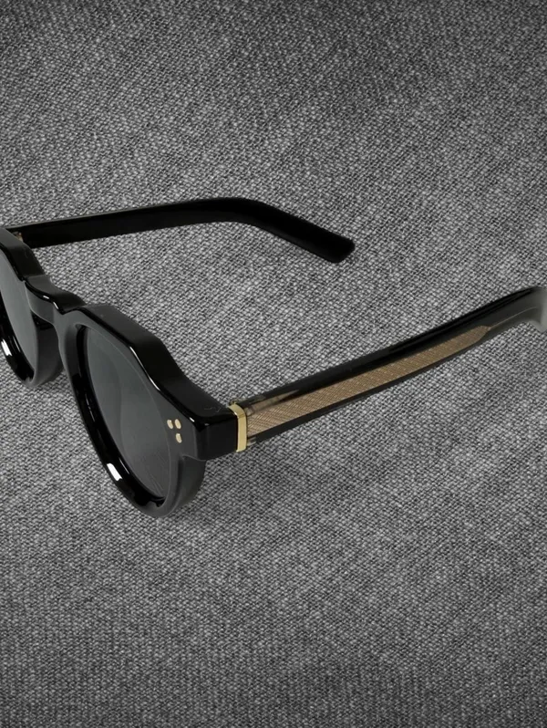 Black Round Sunglasses Gold Rivet Retro Style - Unbranded - Image 8