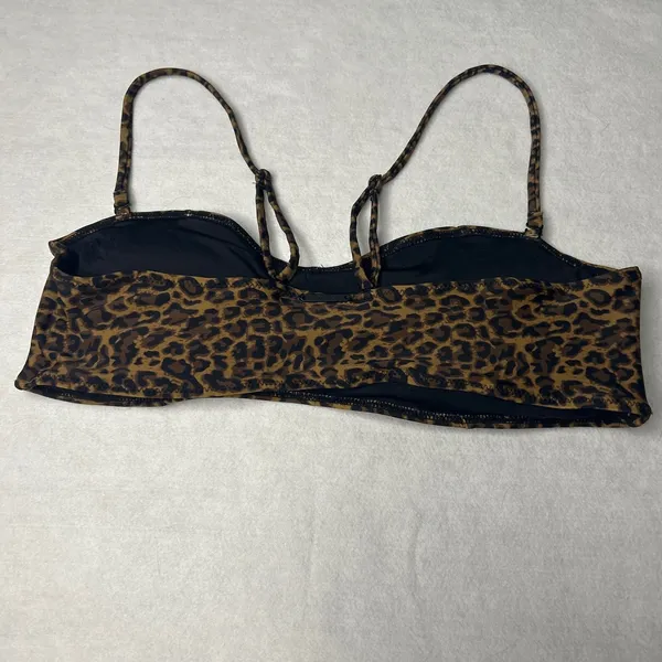 Kendall +‎ Kylie Leopard Print Bandeau Bikini Top Brown Large - Image 2