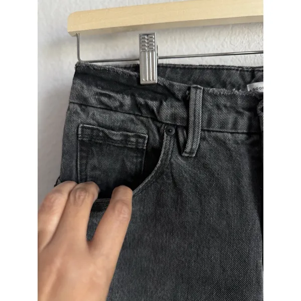 Good American Good‎ 90s Chic Relaxed Jeans Washed Black Single Knee Slash 2/26 - Image 6