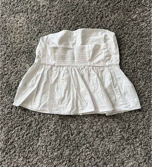 a new day White Strapless Peplum tube top - Image 3