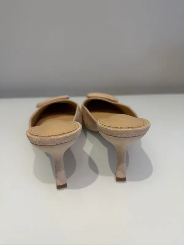 Amazon Suede Pointed Toe Buckle Heels - Image 4
