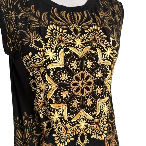 Disney Beauty and The Beast Tee Women Size S Black Gold Sleeveless Shirt NEW‎ - Image 3