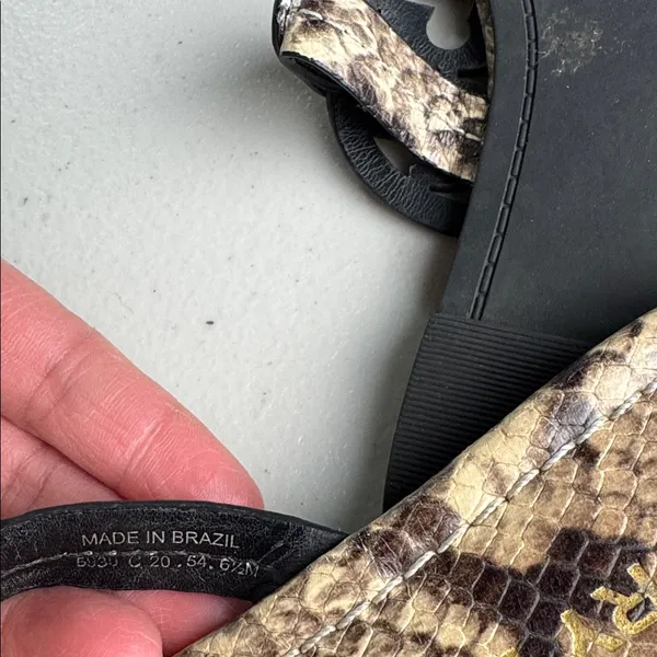 TORY BURCH Miller Snake Printed Leather Warm Roccia Thong Sandals Flats 6 1/2 - Image 5
