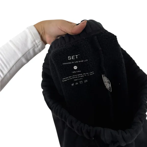 SET ACTIVE Heavyweight Onyx Cotton Black Sweatpants Joggers - Image 9