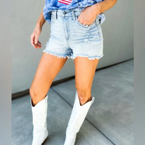 Pacsun Denim Distressed Cotton 4‎ Button Front Mid Rise Shorts Size 28 - Image 11
