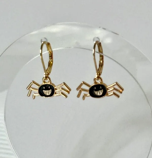Halloween Spider Earrings (411) 🕷️ Gold - Image 3