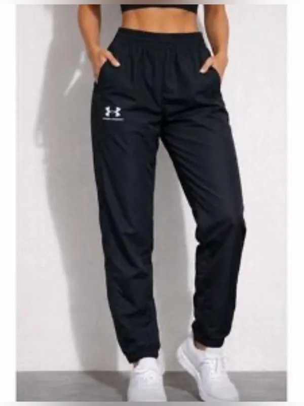 Under Armour Women's XS Black Woven Track Pants Mesh Lined Loose Fit Warmups - Image 12