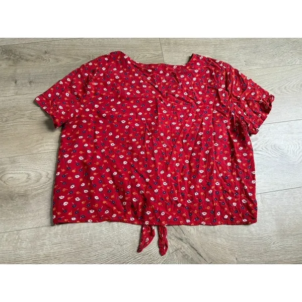 EUC Women Madewell Novel Tie-Front Top floral Prairie Posies vneck viscose sz XL - Image 3