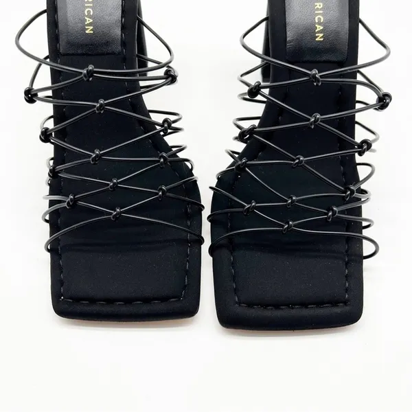NWT Good American Square Toe Mule Sandals Women's‎ Size 7 Black Minimalist Chic - Image 5